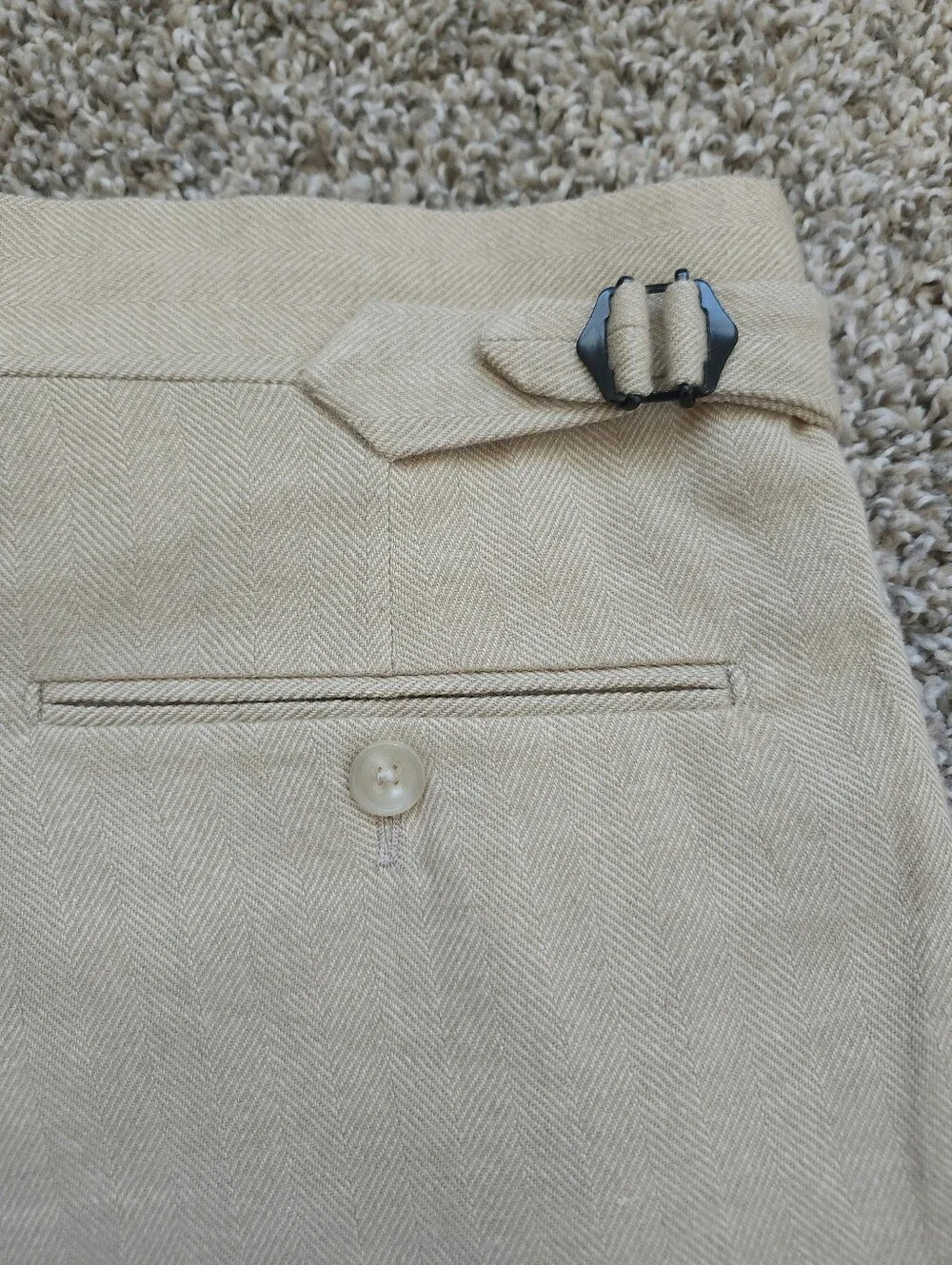 Ralph Lauren Purple Label Mens Gregory Hand Tailored Silk Wool Pants 32x35 Tan